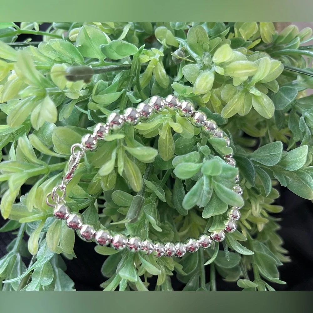 Sterling Silver 925~6MM Beaded Highly Polished~ 8inch Bracelet 🍃🆕🍃